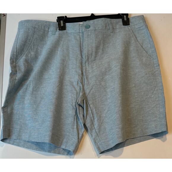 TENTH + OCEAN Linen Shorts Men 40W Flat Front Chino Lite Blue 9” inseam Casual - Picture 1 of 6